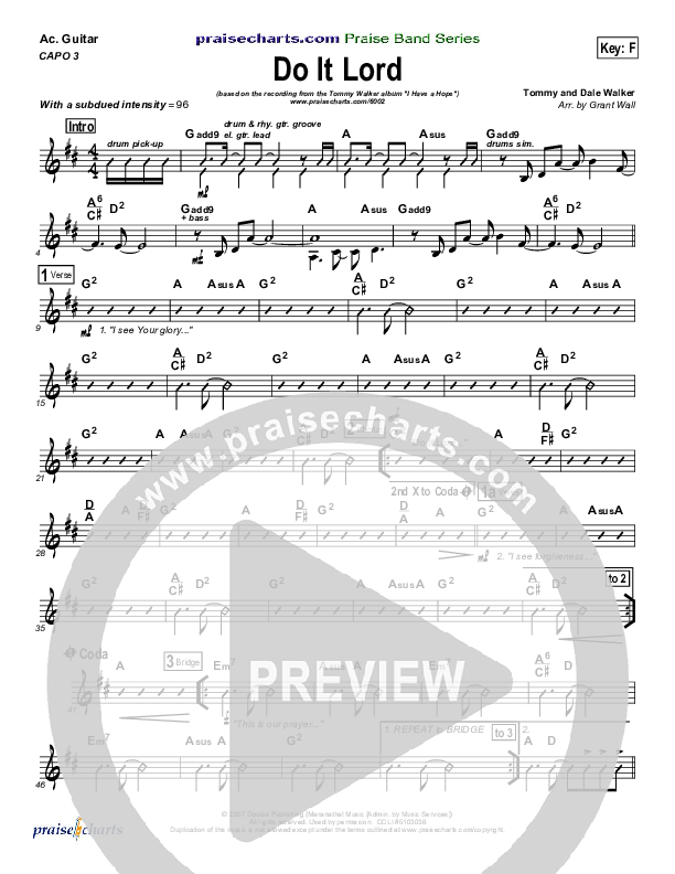 Do It Lord Acoustic Guitar (Tommy Walker)