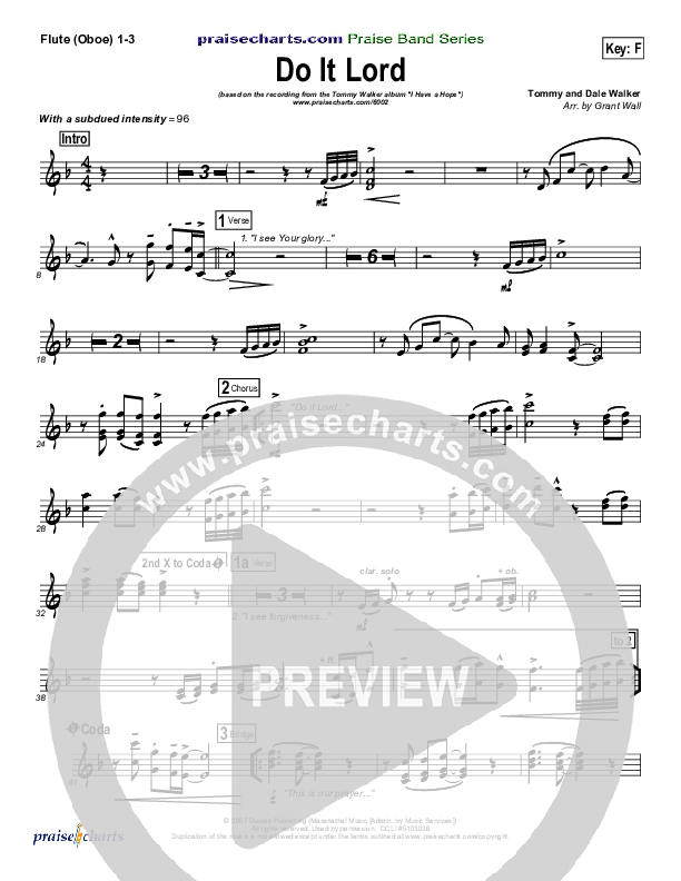 Do It Lord Flute/Oboe 1/2/3 (Tommy Walker)