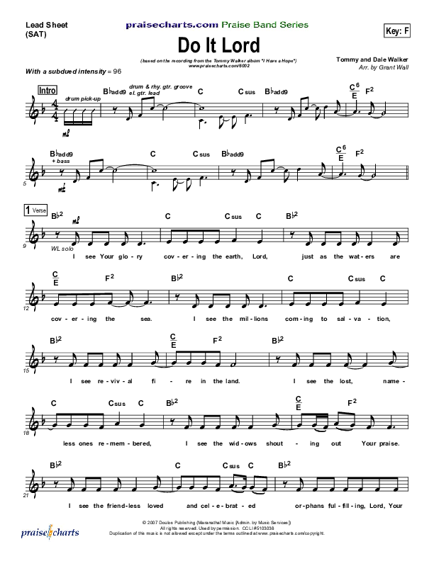 Do It Lord Lead Sheet (SAT) (Tommy Walker)