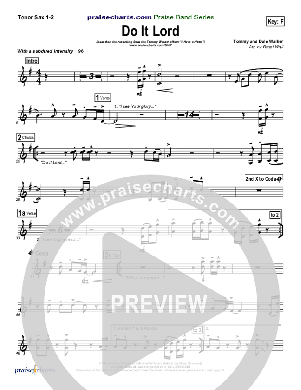 Do It Lord Tenor Sax 1/2 (Tommy Walker)