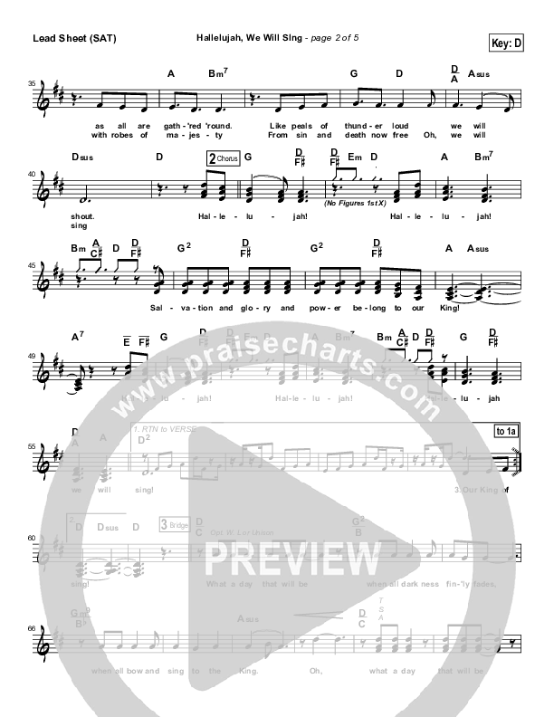 Hallelujah We Will Sing Lead (SAT) (Tommy Walker)