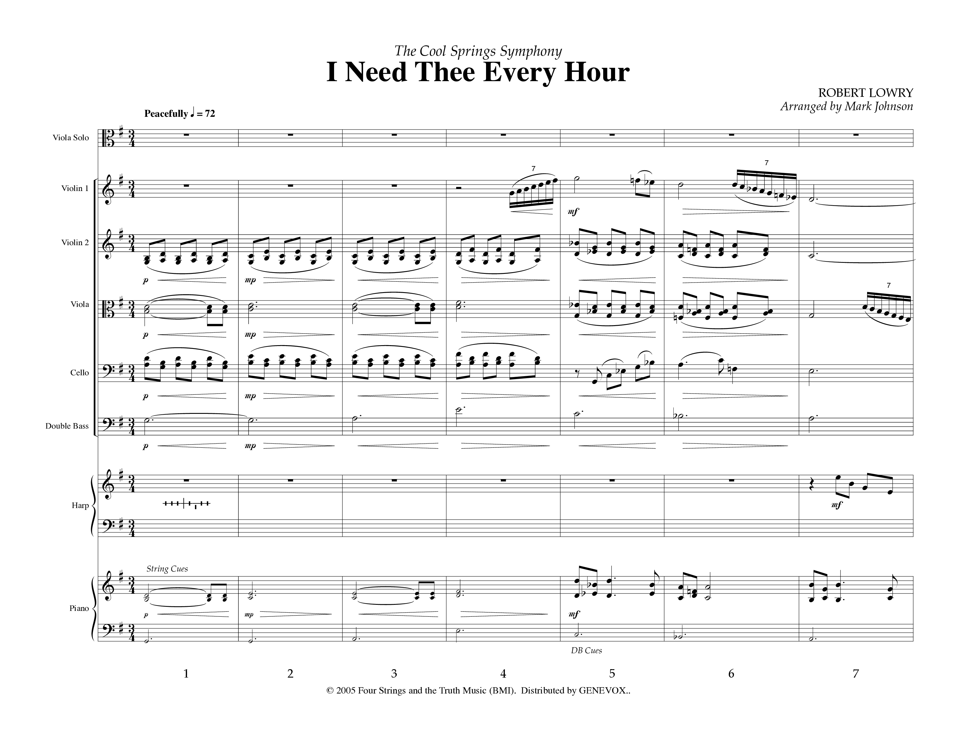 I Need Thee Every Hour (Instrumental) Orchestration (Lifeway Worship / Arr. Mark Johnson)