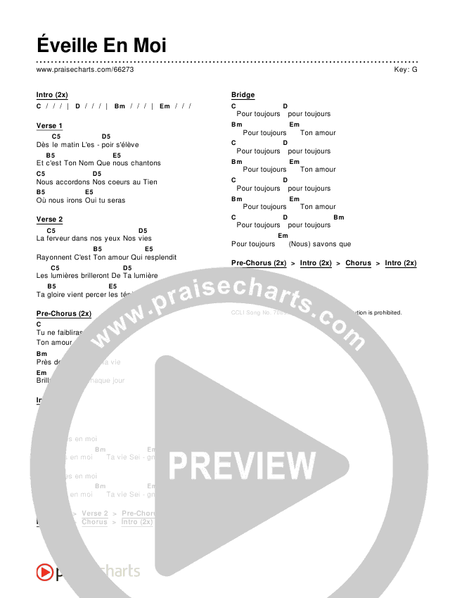 Éveille En Moi (Wake) Chords & Lyrics ()