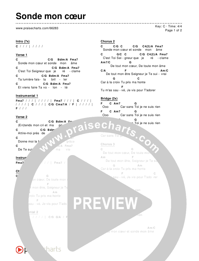 Sonde mon cœur Chords & Lyrics ()