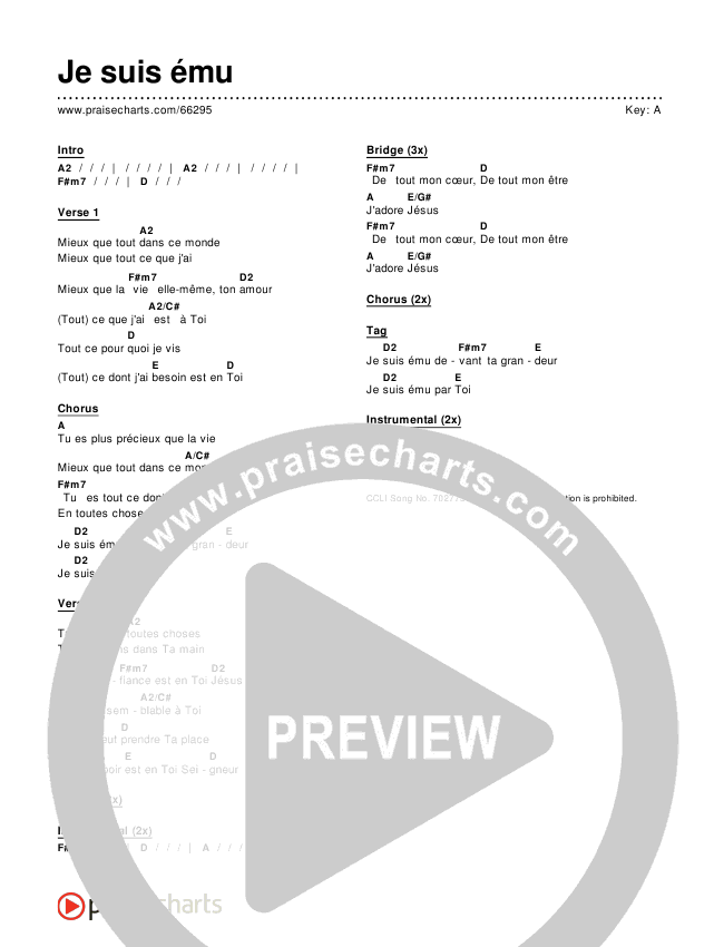 Je suis ému Chords & Lyrics ()
