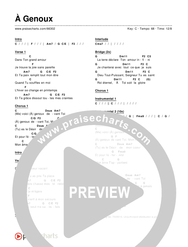 À Genoux Chords & Lyrics ()