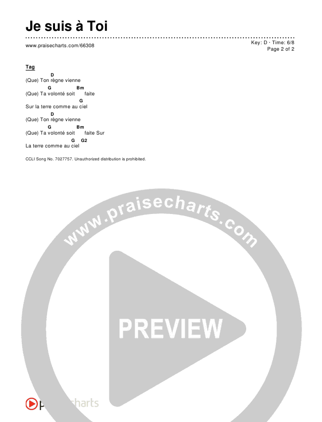 Je suis à Toi (You Hold Me Now) Chords & Lyrics ()