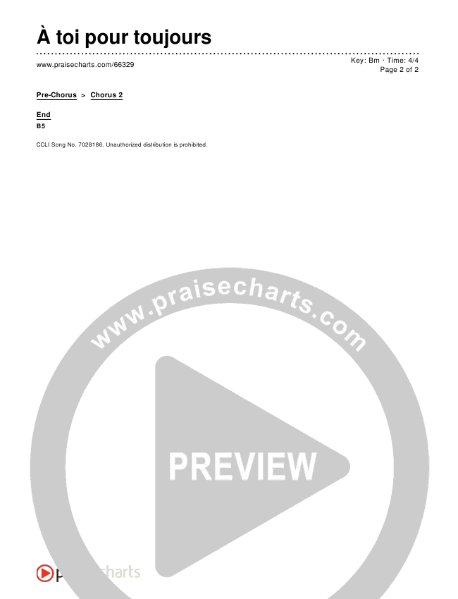 À toi pour toujours Chords & Lyrics ()