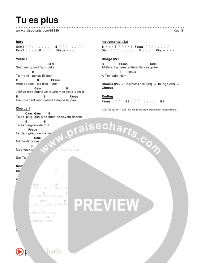 Tu es plus Chords & Lyrics ()