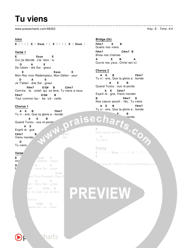 Tu viens Chords & Lyrics ()