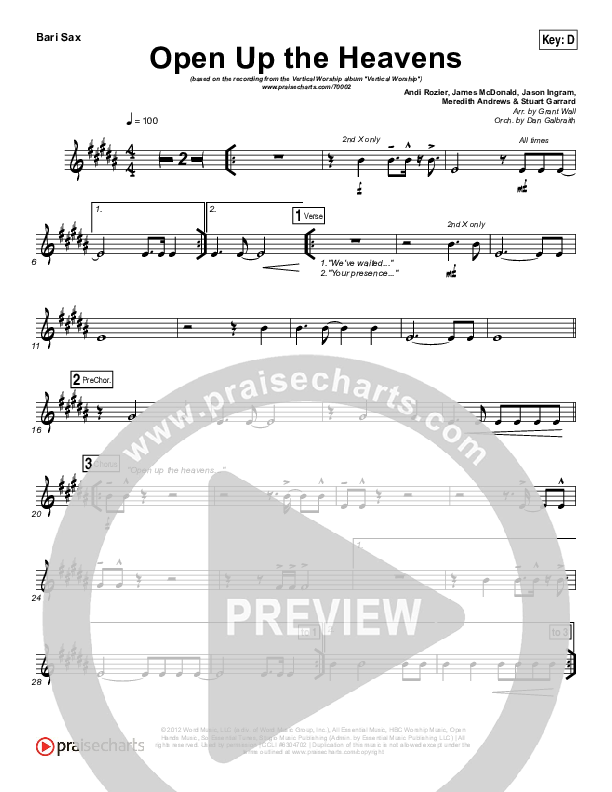 Open Up The Heavens Bari Sax (Vertical Worship)