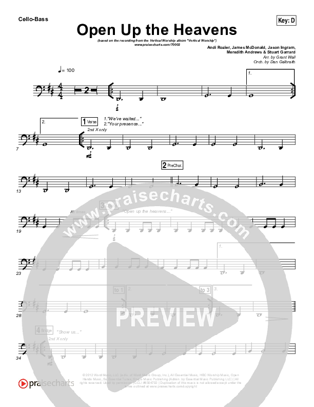 Open Up The Heavens Cello/Bass (Vertical Worship)