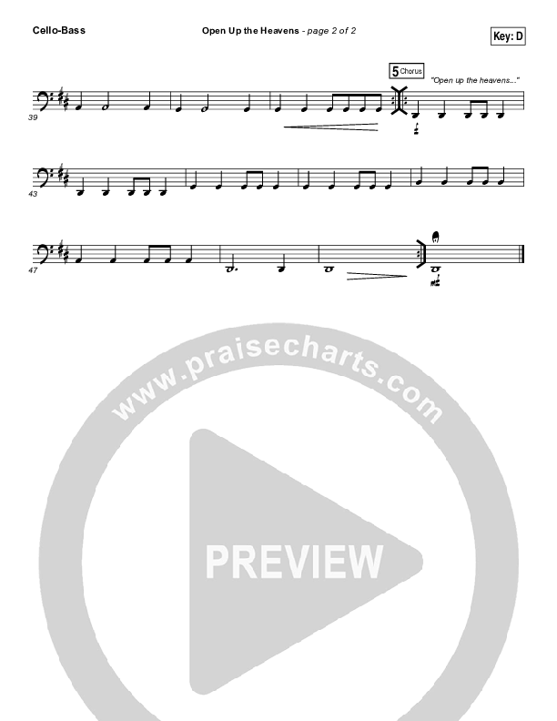 Open Up The Heavens Cello/Bass (Vertical Worship)