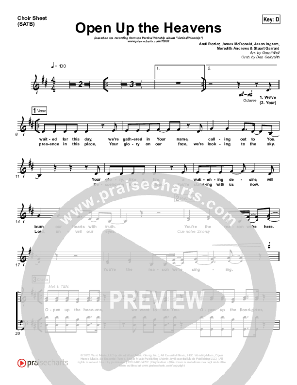 Open Up The Heavens Choir Sheet (SATB) (Vertical Worship)