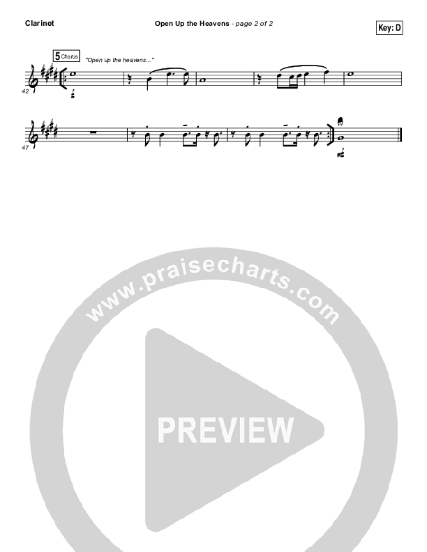 Open Up The Heavens Clarinet (Vertical Worship)