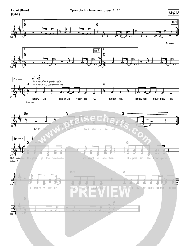 Open Up The Heavens Lead Sheet (SAT) (Vertical Worship)