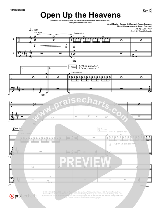 Open Up The Heavens Percussion (Vertical Worship)