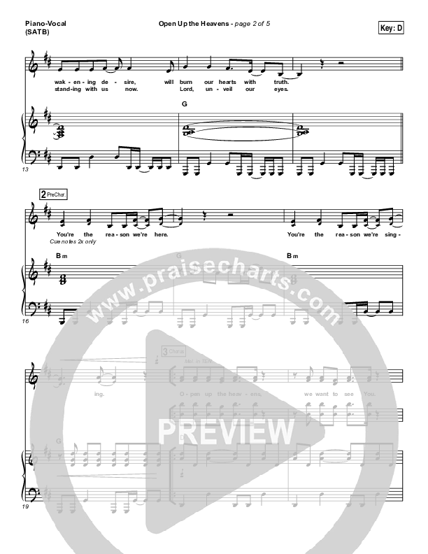 Open Up The Heavens Piano/Vocal (SATB) (Vertical Worship)
