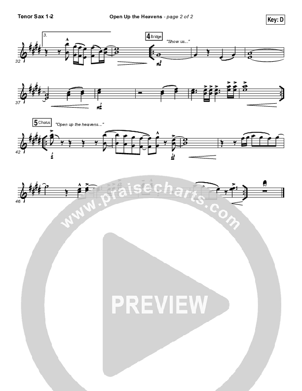 Open Up The Heavens Tenor Sax 1/2 (Vertical Worship)