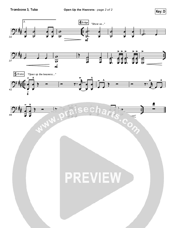 Open Up The Heavens Trombone 3/Tuba (Vertical Worship)