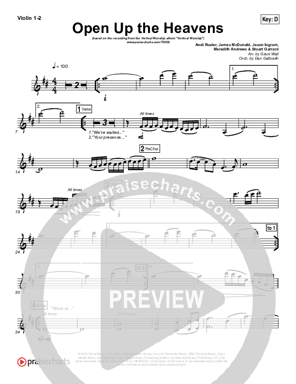 Open Up The Heavens Violin 1/2 (Vertical Worship)