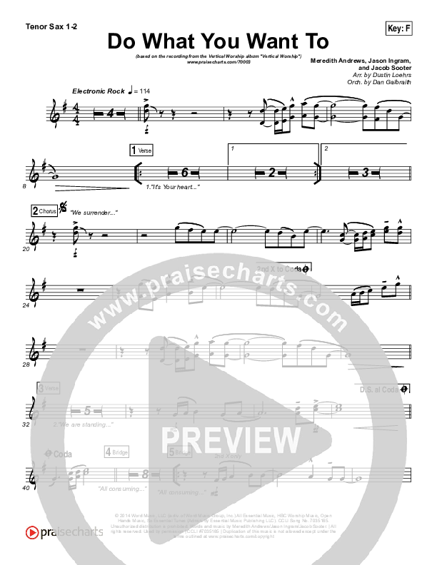 Do What You Want To Tenor Sax 1/2 (Vertical Worship)
