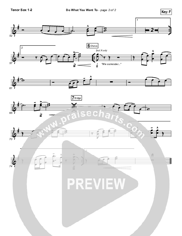 Do What You Want To Tenor Sax 1/2 (Vertical Worship)