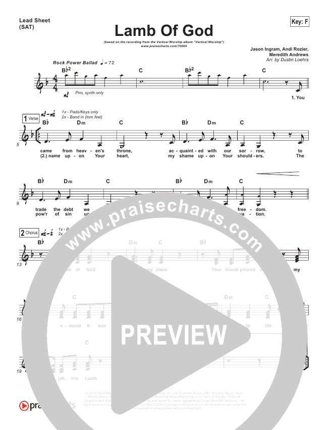 Lamb Of God Sheet Music PDF (Vertical Worship) PraiseCharts