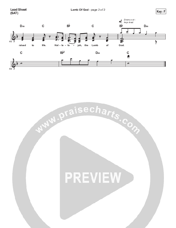 Lamb Of God Lead Sheet (SAT) (Vertical Worship)