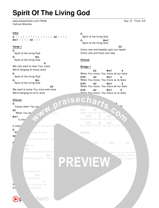 Spirit Of The Living God Chords & Lyrics (Vertical Worship)