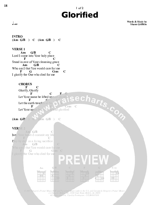 Glorified Chord Chart (Parachute Band)