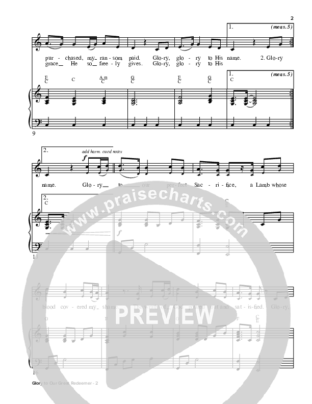 Glory To Our Great Redeemer Piano/Vocal & Lead (Todd Agnew)