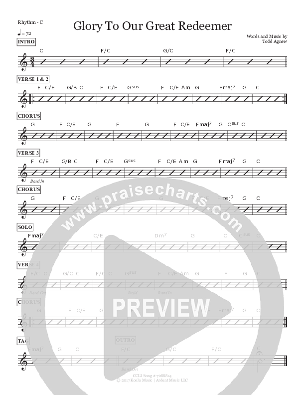 Glory To Our Great Redeemer Rhythm Chart (Todd Agnew)