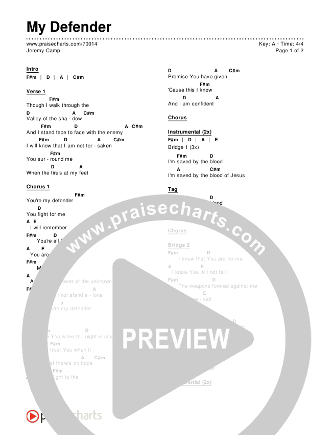 My Defender Chords & Lyrics (Jeremy Camp)