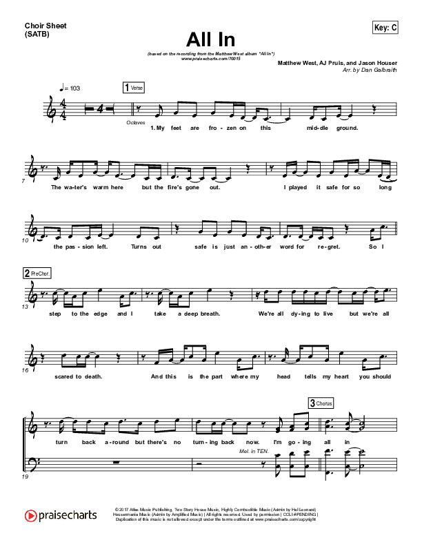 All In Choir Sheet (SATB) (Print Only) (Matthew West)