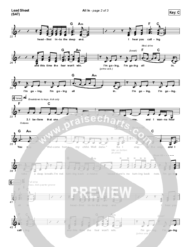 All In Lead Sheet (Print Only) (Matthew West)