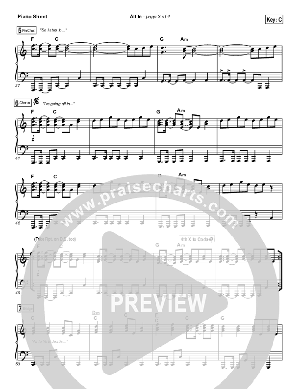 All In Piano Sheet (Print Only) (Matthew West)