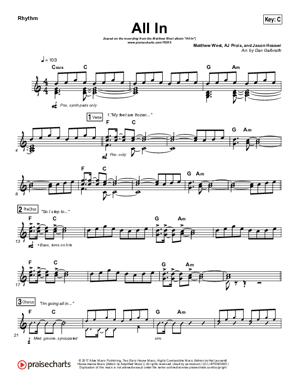 All In Rhythm Chart (Print Only) (Matthew West)