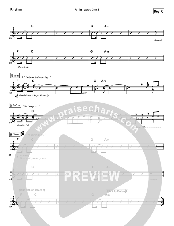 All In Rhythm Chart (Print Only) (Matthew West)