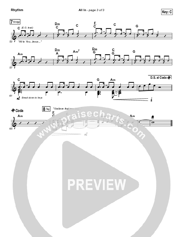 All In Rhythm Chart (Print Only) (Matthew West)