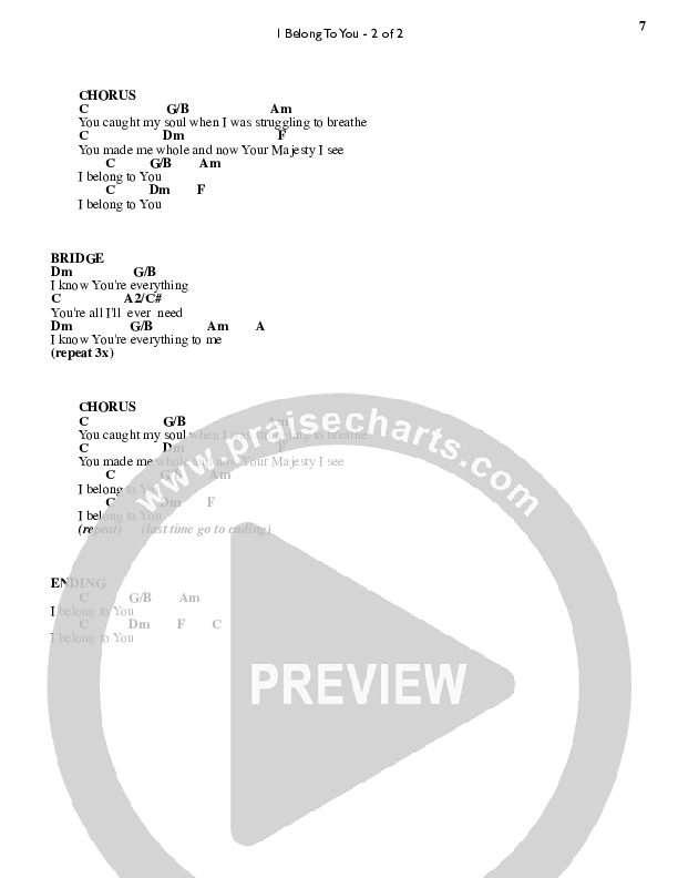 I Belong To You Chord Chart (Parachute Band)