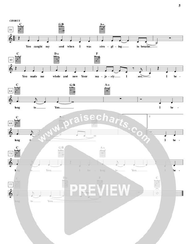 I Belong To You Lead Sheet (Parachute Band)
