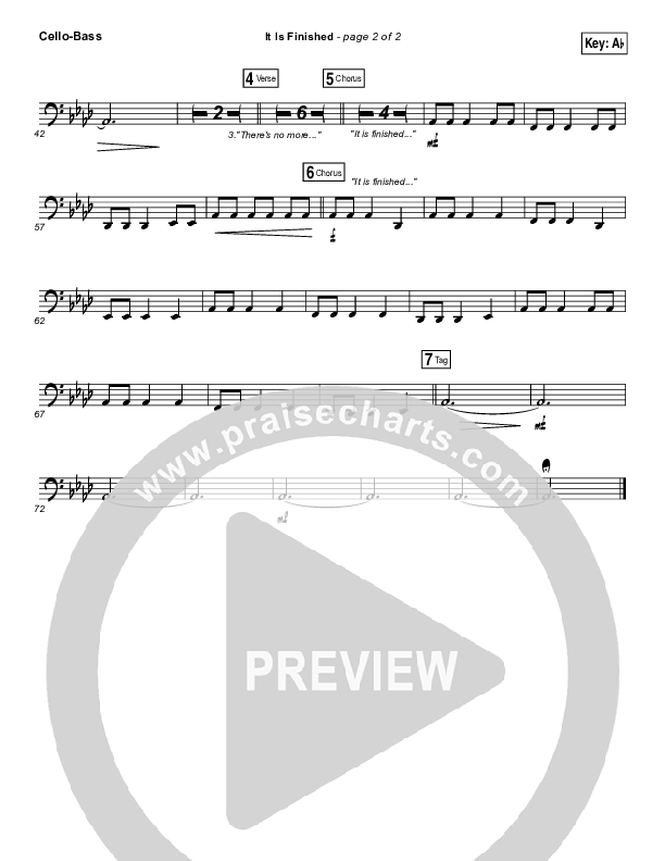 It Is Finished Cello/Bass (Matt Redman)