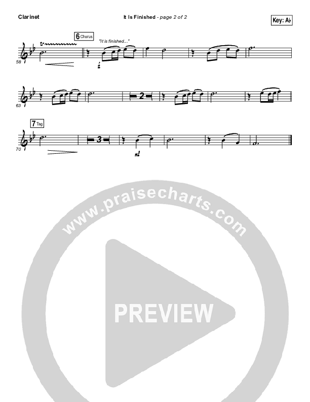 It Is Finished Clarinet (Matt Redman)