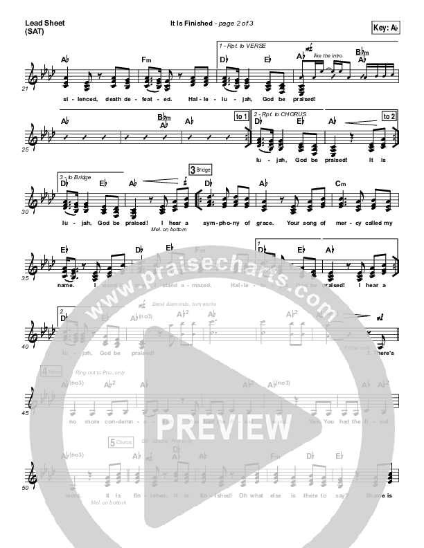 It Is Finished Lead Sheet (SAT) (Matt Redman)