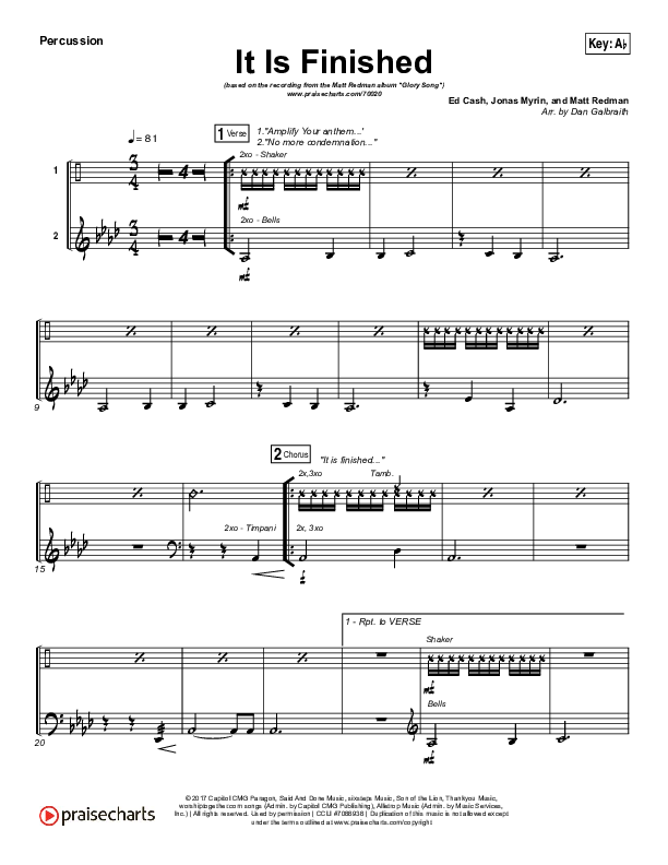 It Is Finished Percussion (Matt Redman)