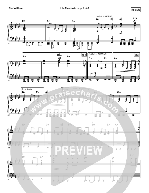 It Is Finished Piano Sheet (Matt Redman)