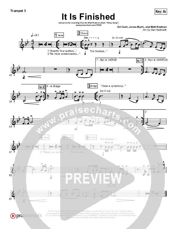 It Is Finished Trumpet 3 (Matt Redman)