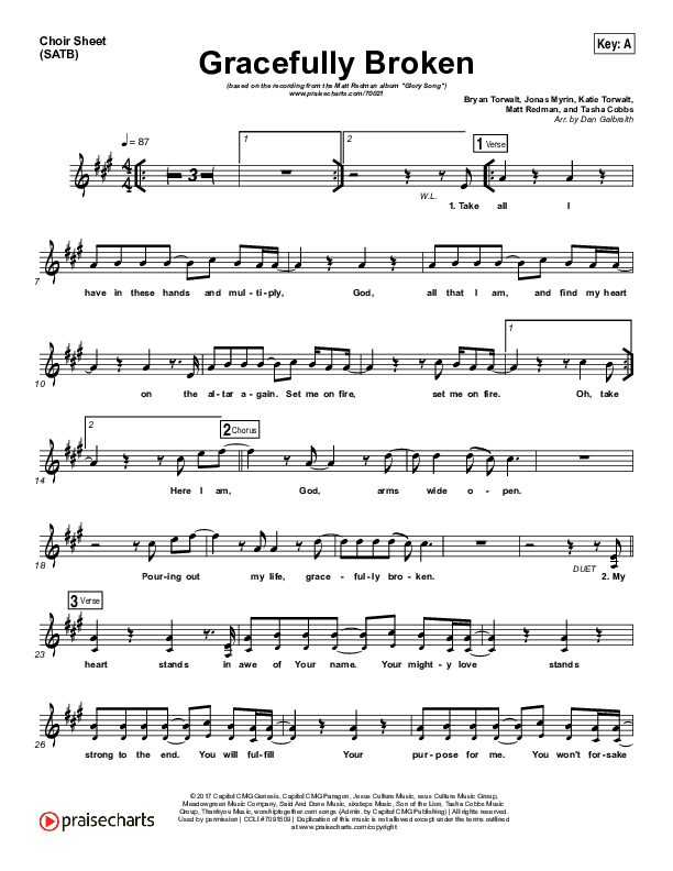 Gracefully Broken Choir Sheet (SATB) (Matt Redman / Tasha Cobbs Leonard)