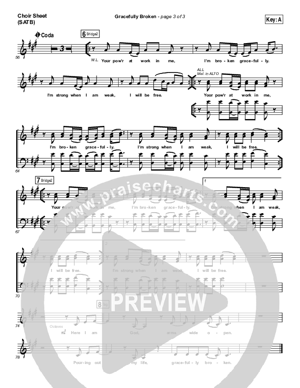 Gracefully Broken Choir Sheet (SATB) (Matt Redman / Tasha Cobbs Leonard)